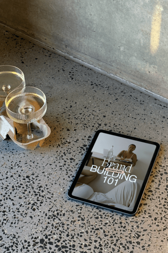 iPad Champagne Concrete Wall Mockup - Mock Exchange