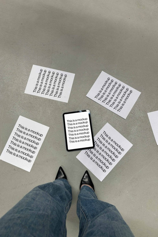 iPad with Paper Black Heels Mockup - Mock Exchange