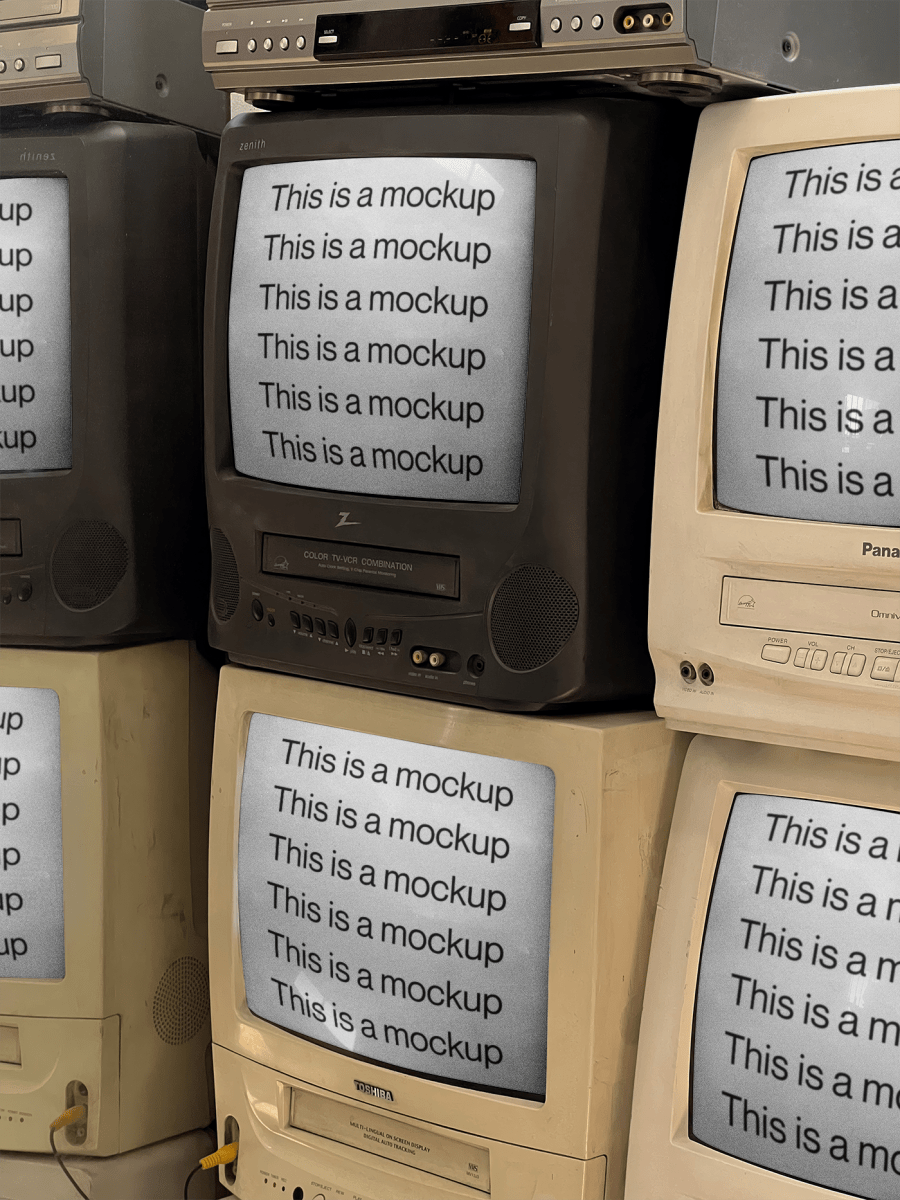 Retro CRT TV Stack Mockup - Mock Exchange